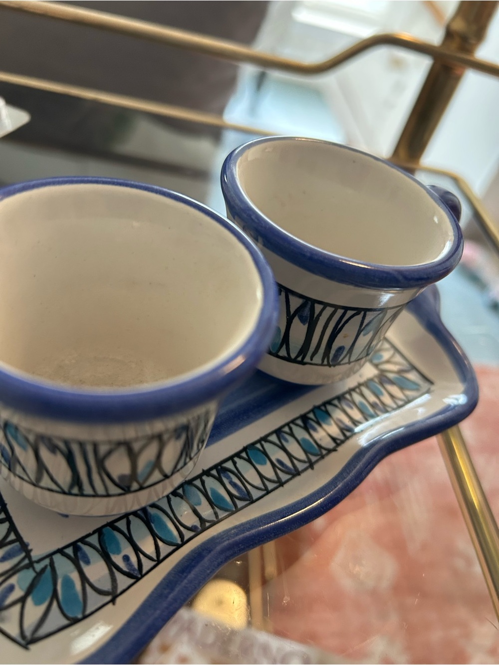 VINTAGE ITALIAN Ceramic Espresso Cup & Saucer Set - Artisan Style, GORGEOUS